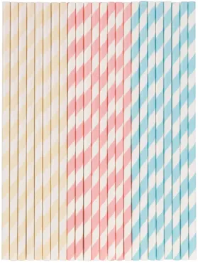 24 Stk. Strohhalme Papier assortiert D0.5cm H19.5cm