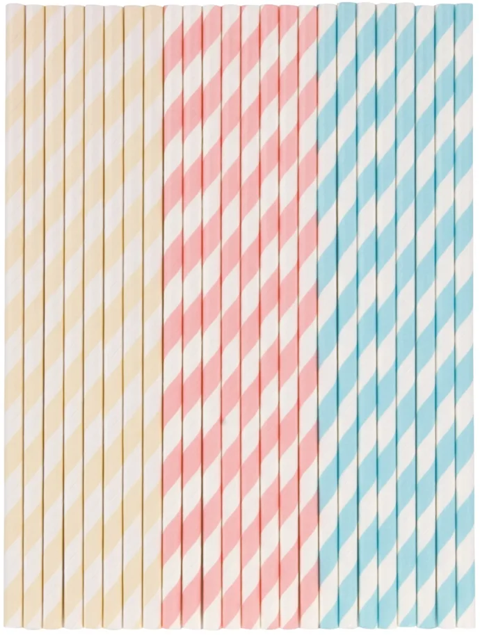 24 Stk. Strohhalme Papier assortiert D0.5cm H19.5cm