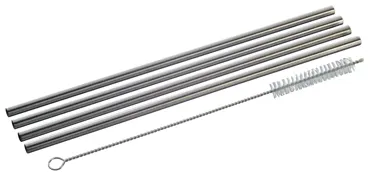 4er Set Trinkhalme 21.5cm D0.6cm gerade Edelstahl mit Bürste