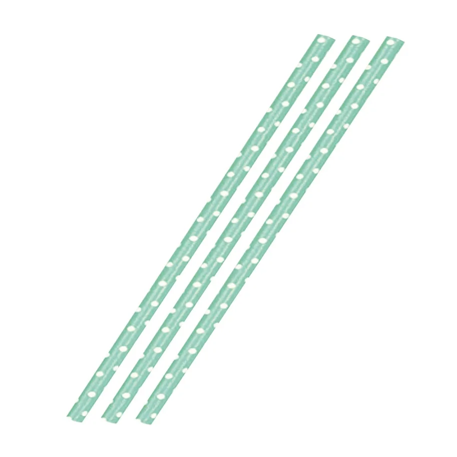 50 Papier-Trinkhalme, grün mit weissen Punkten, 19,7cm ,50sb