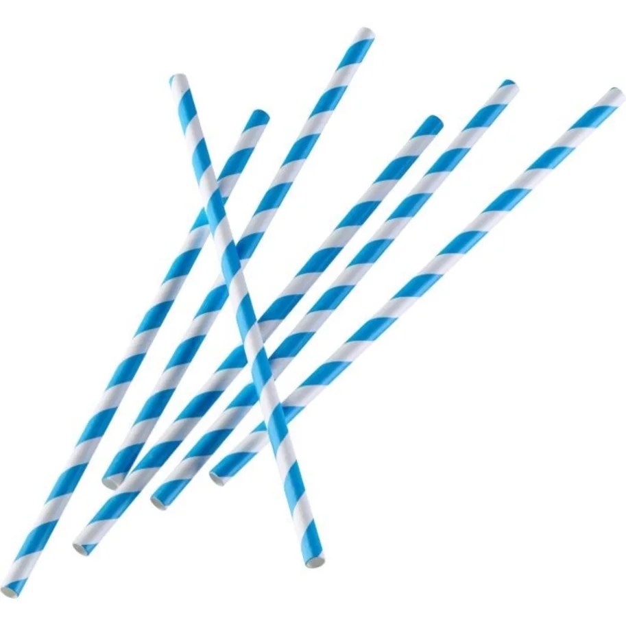 50 Papier-Trinkhalme, blau-weiss, 19,7cm, 50 sb