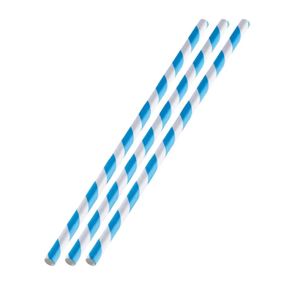 50 Papier-Trinkhalme, blau-weiss, 19,7cm, 50 sb