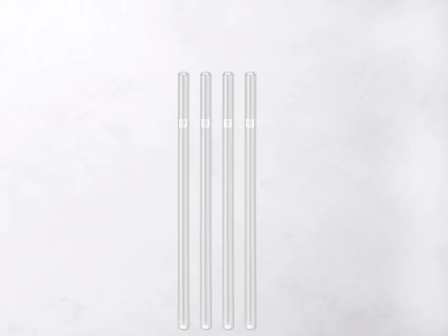 Strohhalme Glas transp. gerade 4er Set, 23cm D9mm + Bürste