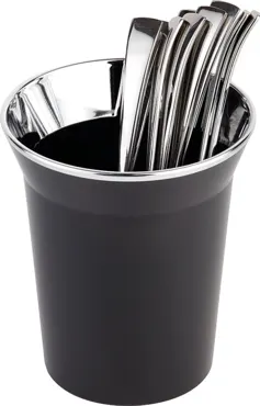 Tischreste-/Besteckbehälter Top Chrom schwarz D13cm H15cm