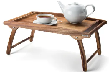 Akazie Betttablett, flach zusammenklappbar 61x35x7 cm