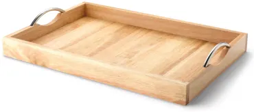 Gummibaum Tablett mit Metallgriff, 53x36x5 cm