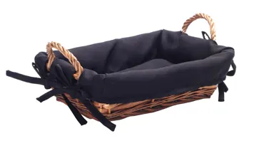 Brotkorb Elegance schwarz Weide, Einlage aus Baumwolle 26