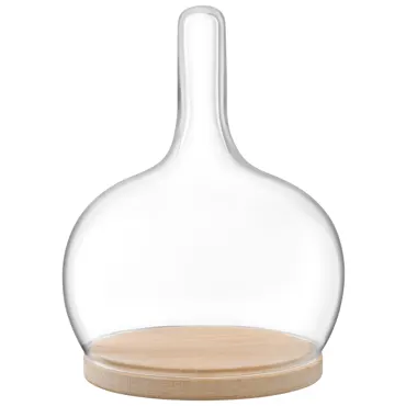 Cloche Glocke mit Eichenplatte D19.5cm H25.5cm