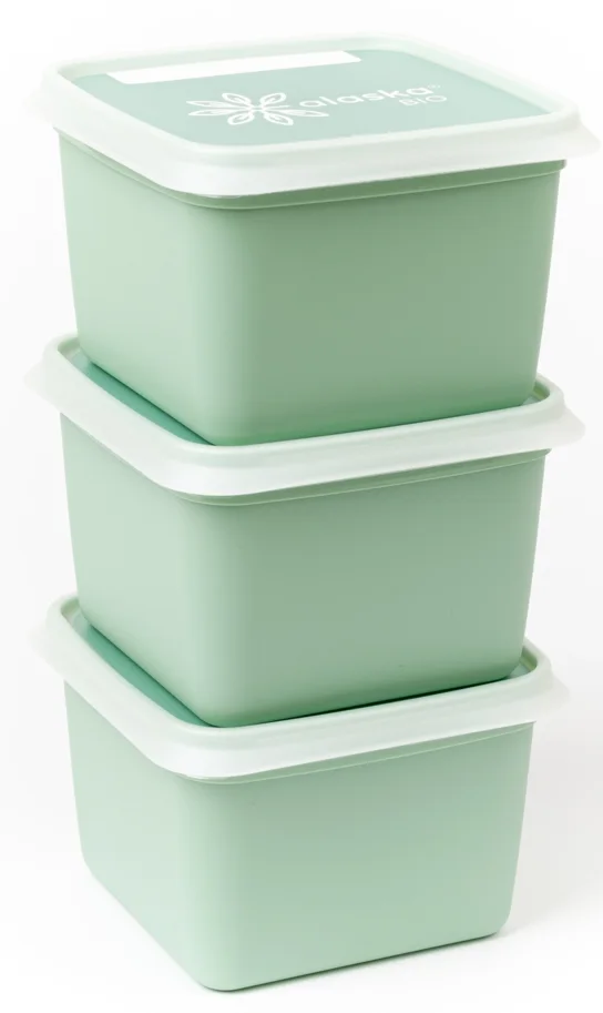 3er Set Alaska Bio Gefrierboxen 750ml grün