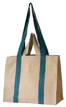 Umhängestasche XL 41x35x20cm petrol Jute
