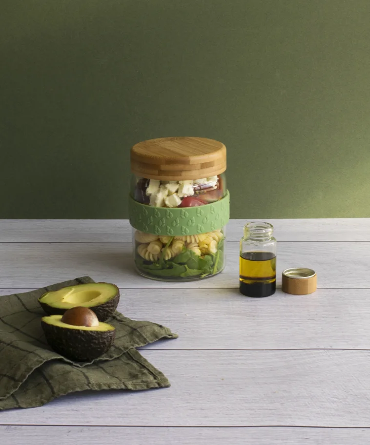 2er Set To-Go Lunch Glas u Saucen-Glas 700ml, 10x13cm