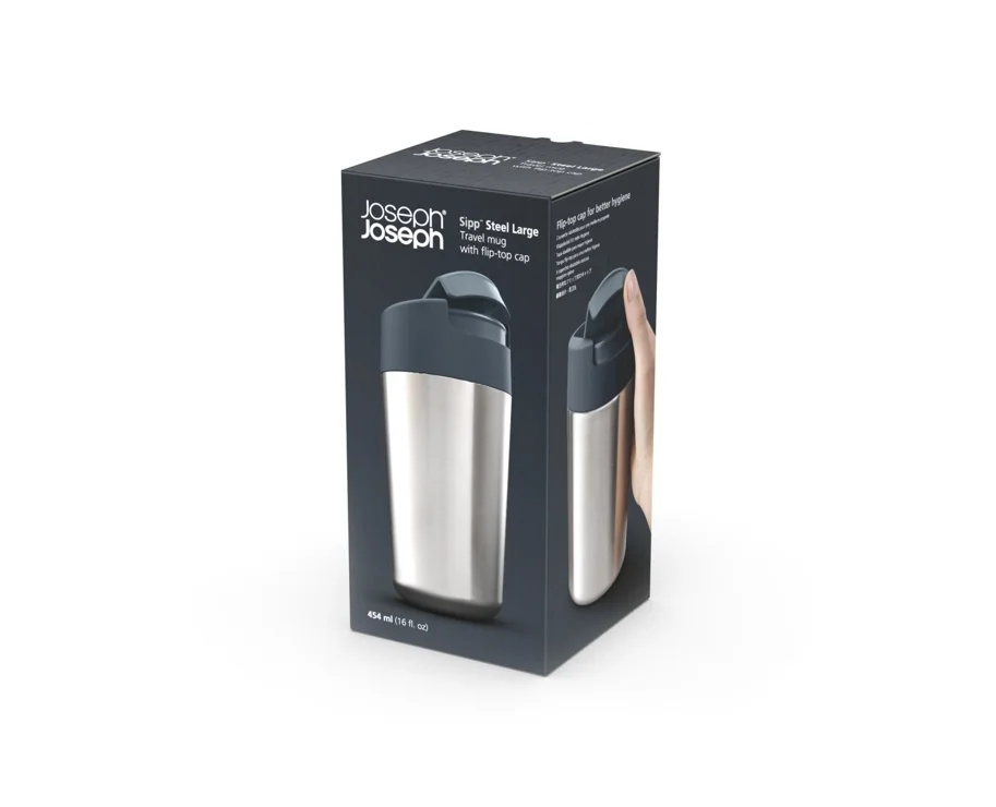 Sipp Stahl EdelstahlReisebecher Klappdeckel 454 ml Anth.