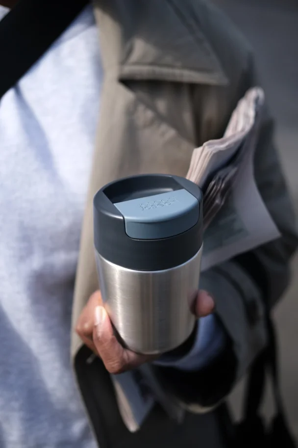 Sipp Stahl EdelstahlReisebecher Klappdeckel 454 ml Anth.