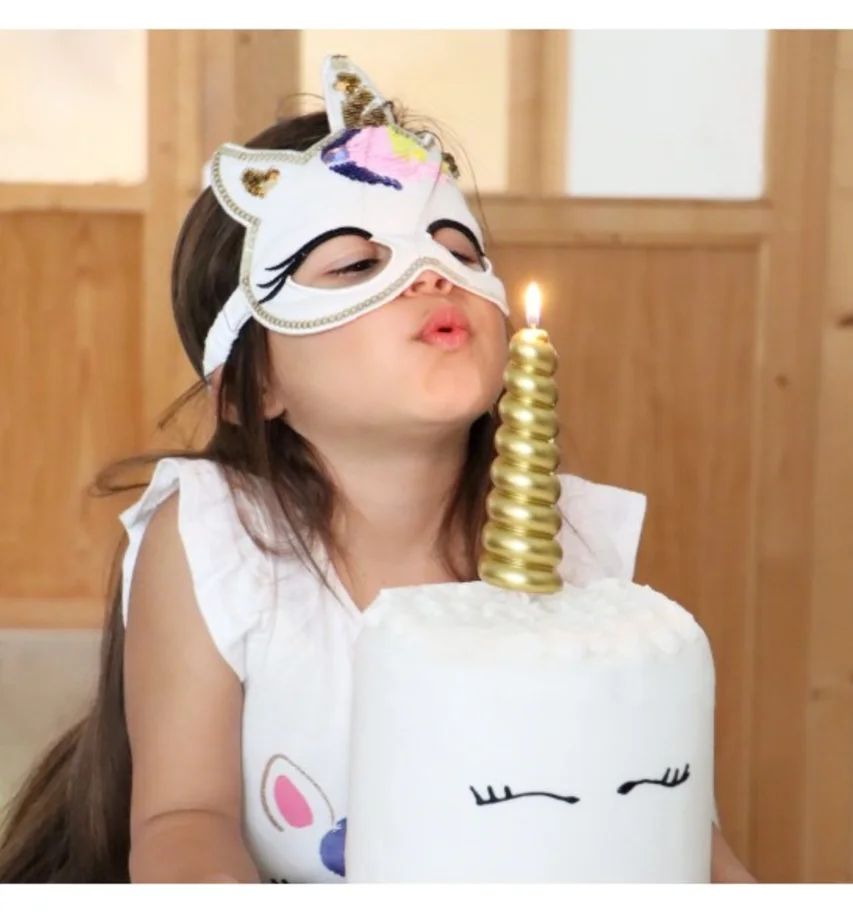 Kerze XXL Einhorn-Horn gold