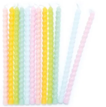 12er Set Kerzen lang gedreht 12cm pastellfarben