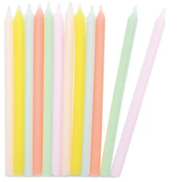 12er Set Kerzen lang 12cm pastellfarben