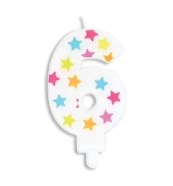 Kerze Nummer 6 Sterne