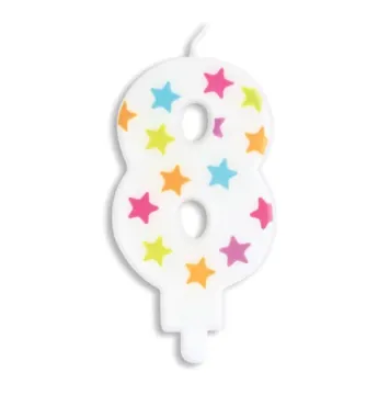 Kerze Nummer 8 Sterne