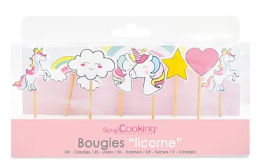 8er Set Kerzen Einhornmotiv