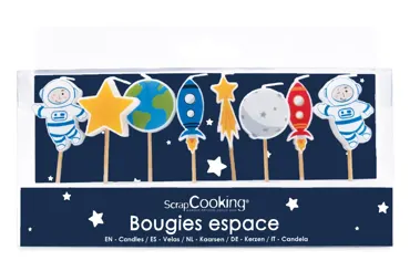 8er Set Kerzen Weltraummotiv