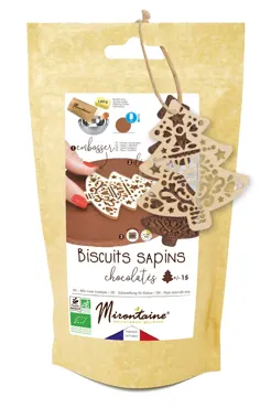 Schokoladen-Tannenbäume Kekse Backmischung u. Holzpräger Tan