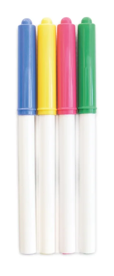 4 Lebensmittelstifte blau, gelb, pink, grün