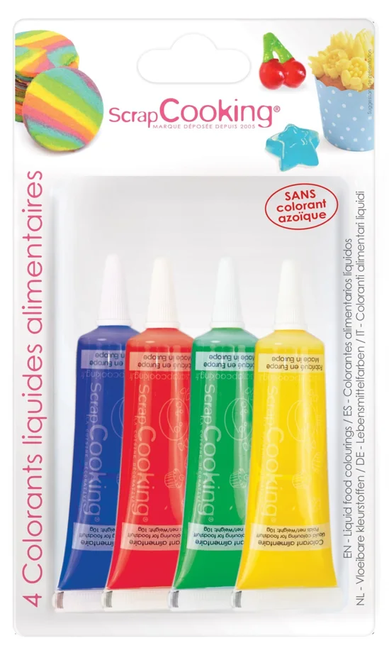 4 Lebensmittelstifte blau rot gelb grün 10g