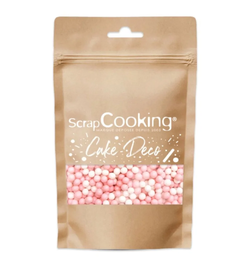 Zuckerstreusel Perlen weiss rosa 55g