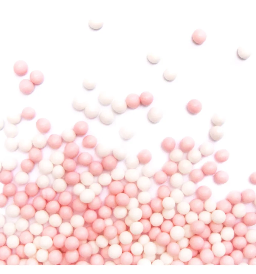 Zuckerstreusel Perlen weiss rosa 55g