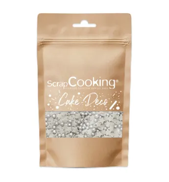 Zuckerstreusel Sterne und Perlen silber 55g