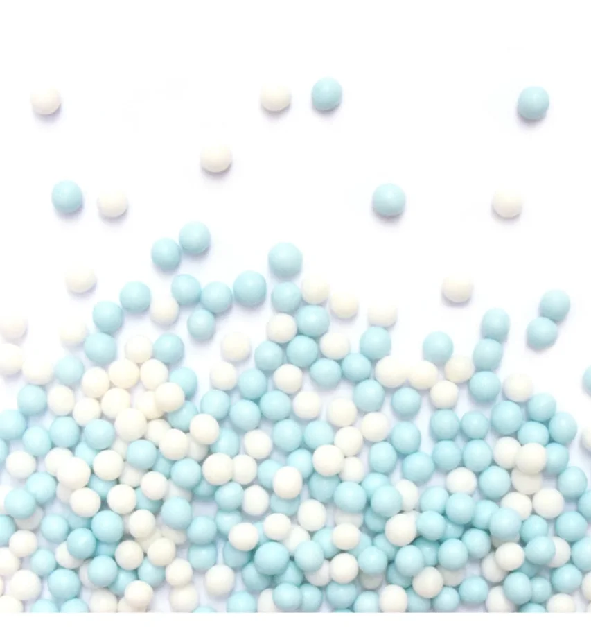 Zuckerstreusel Perlen weiss blau 55g