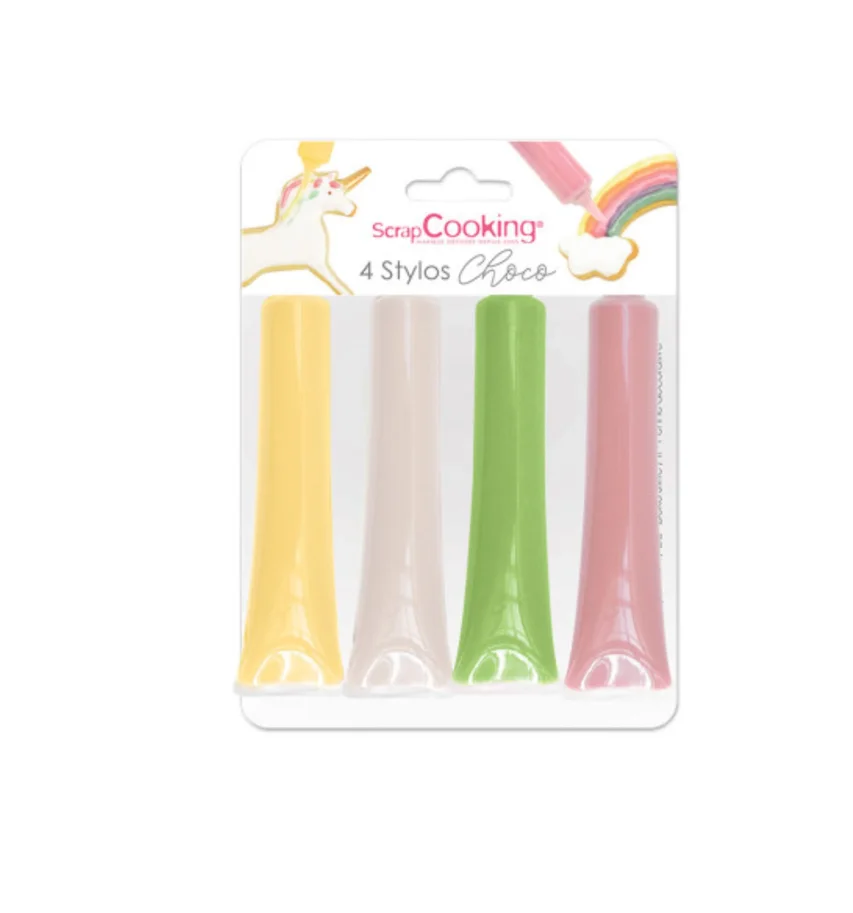 4er Set Dekostift Schokogeschmack rosa/grün/gelb/weiss 4x25g