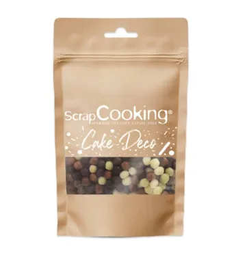 Deko Schoko Perlen Mini gemischt weiss-milch-schwarz 40g