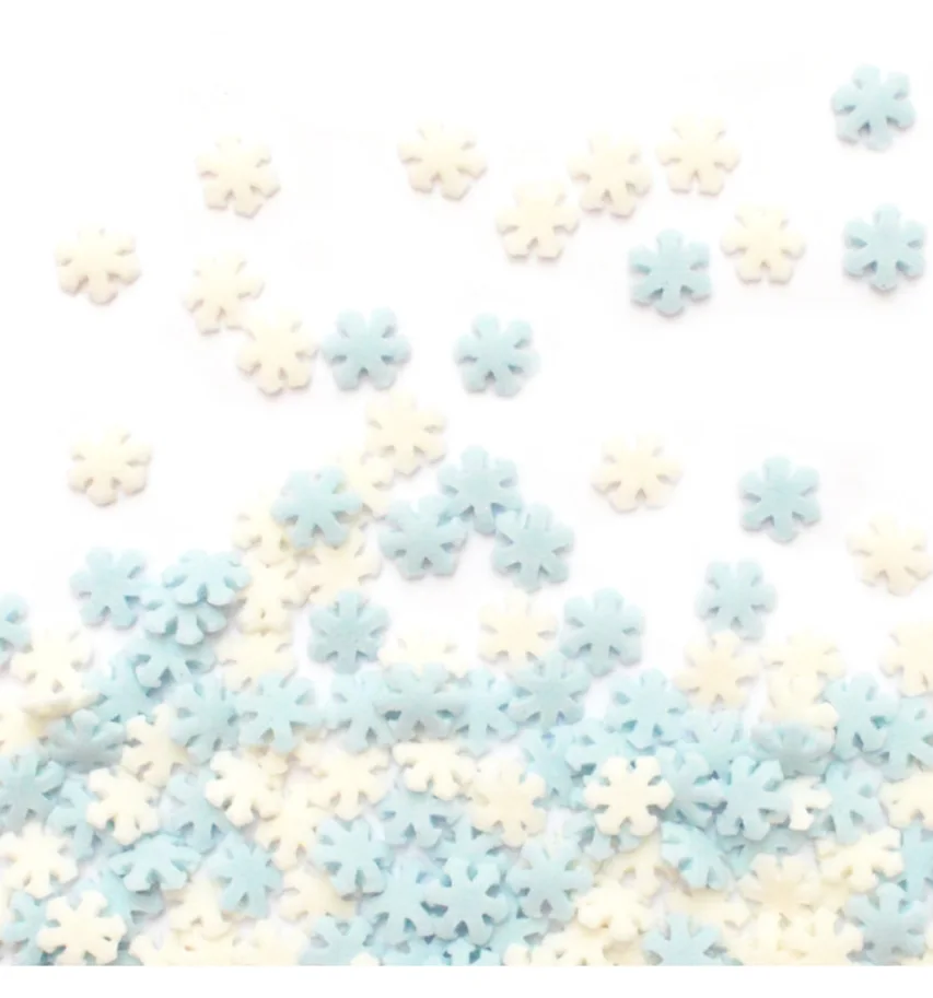 Zuckerstreusel Schneeflocken weiss blau 50g