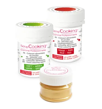 3-tlg. Set Farbpulver Weihnachten grün, gold, rot 3x5g