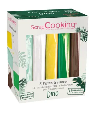 5er Set Zuckerpasten grün, weiss, gelb, dunkelgrün, braun