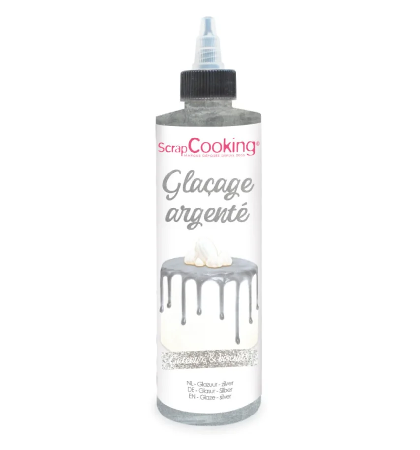 Schokoladengeschmacksglasur Drip Cake Silber 130g