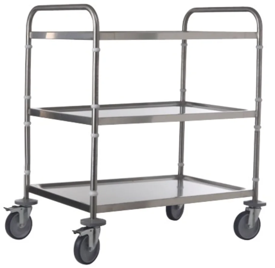 Universalwagen Edelstahl 80x50cm 3 Tablare H93.5cm