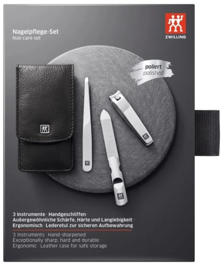 3tlg. Taschen-Etui, Rindleder, schwarz