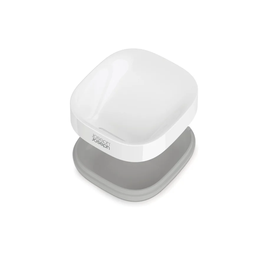 Slim Compact Seifenbehälter weiss grau, 7.4x7.9x3.6cm