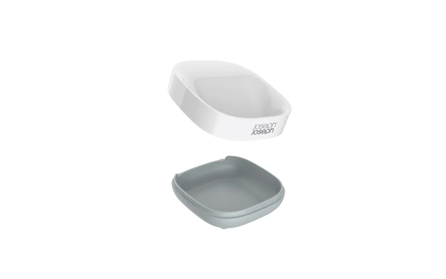 Slim Compact Seifenbehälter weiss grau, 7.4x7.9x3.6cm