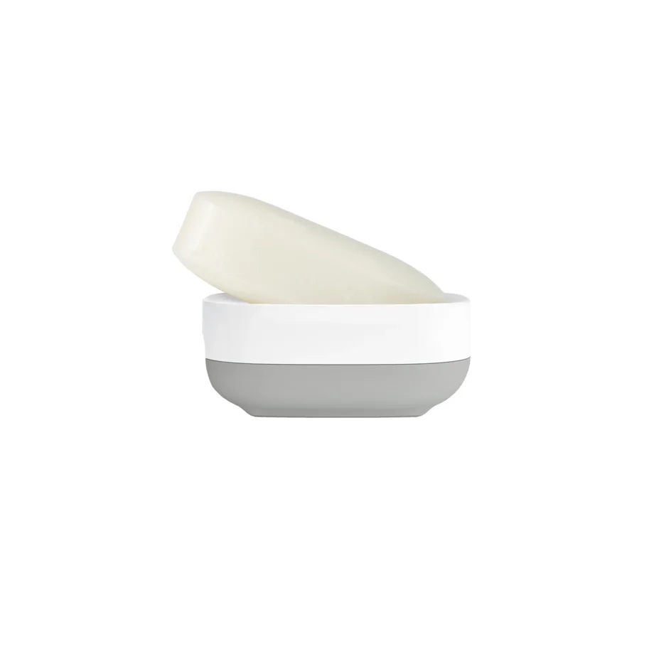 Slim Compact Seifenbehälter weiss grau, 7.4x7.9x3.6cm