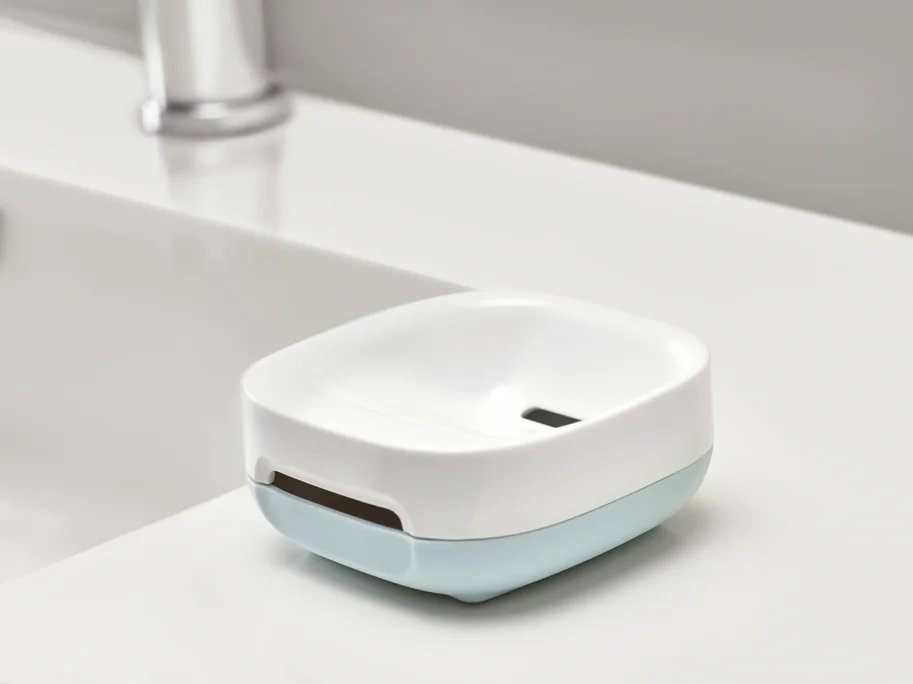 Slim Compact Seifenbehälter weiss h. blau, 7.4x7.9x3.6cm