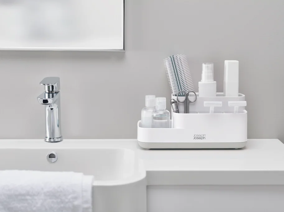 EasyStore Badezimmer Caddy weiss grau, 5x12x12cm