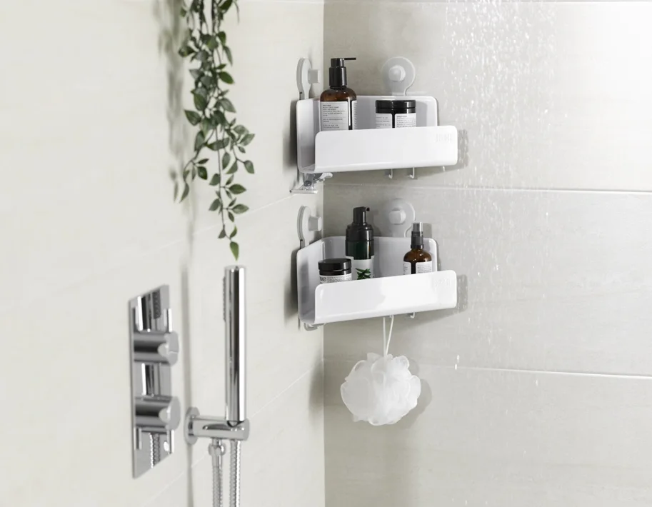 2er Set EasyStore Eckduschablage weiss