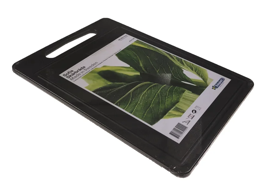 Schneidebrett Sofia 35x25x1cm Griffloch u. Saftrille schwarz