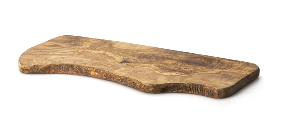 Olivenholz Schneidebrett Naturform mit Borke, 50 cm