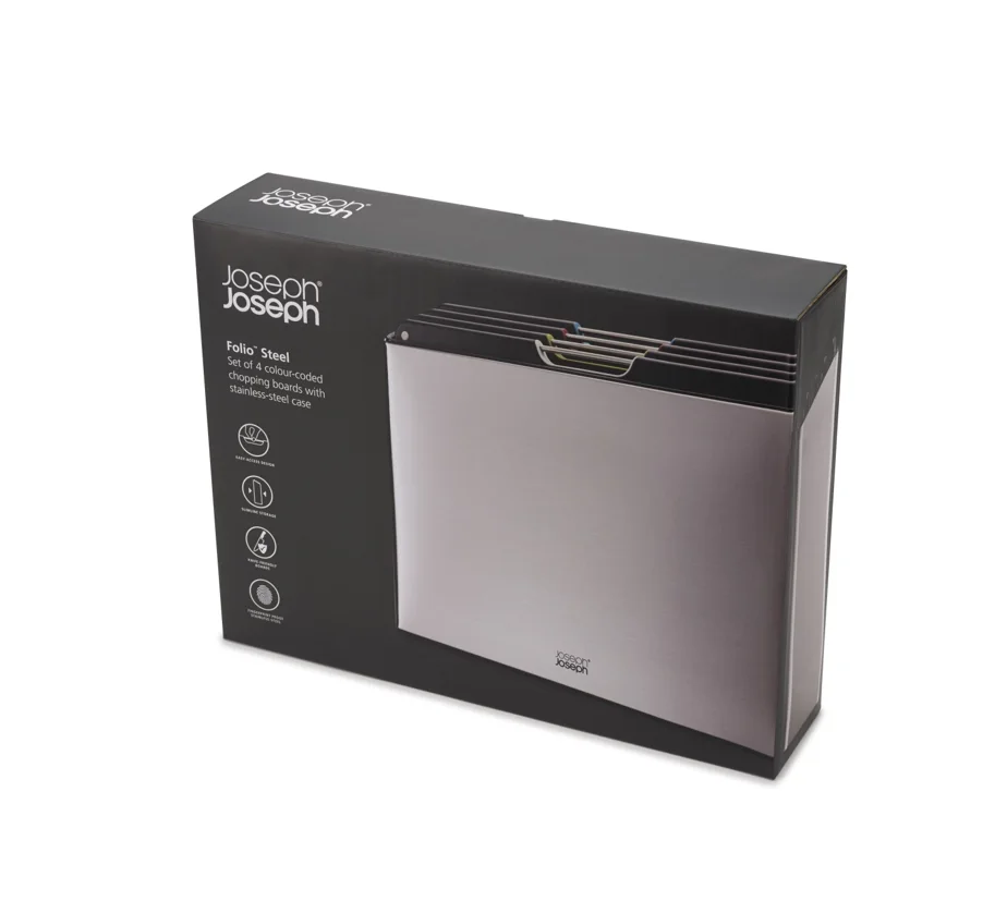 Folio Steel 4tlg. Schneidebrett-Set Edelstahl