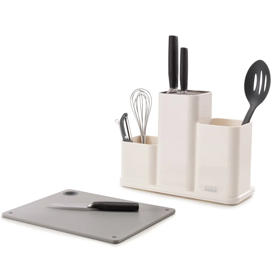 CounterStore m. Schneidebrett, weiss h.grau, 31x13x23cm