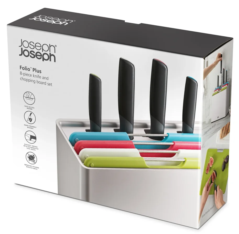 Folio Plus Messer + Schneidebrett Set 8tlg. Multicolour